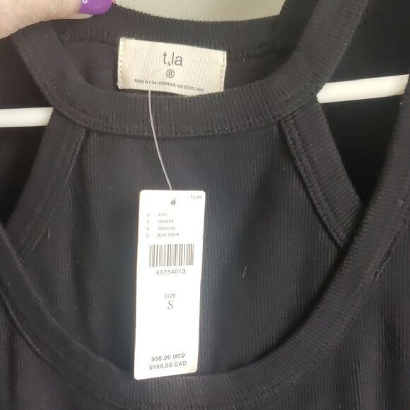 NWT $98 Anthropologie Black Double Tank Midi Dress - Picture 4 of 6